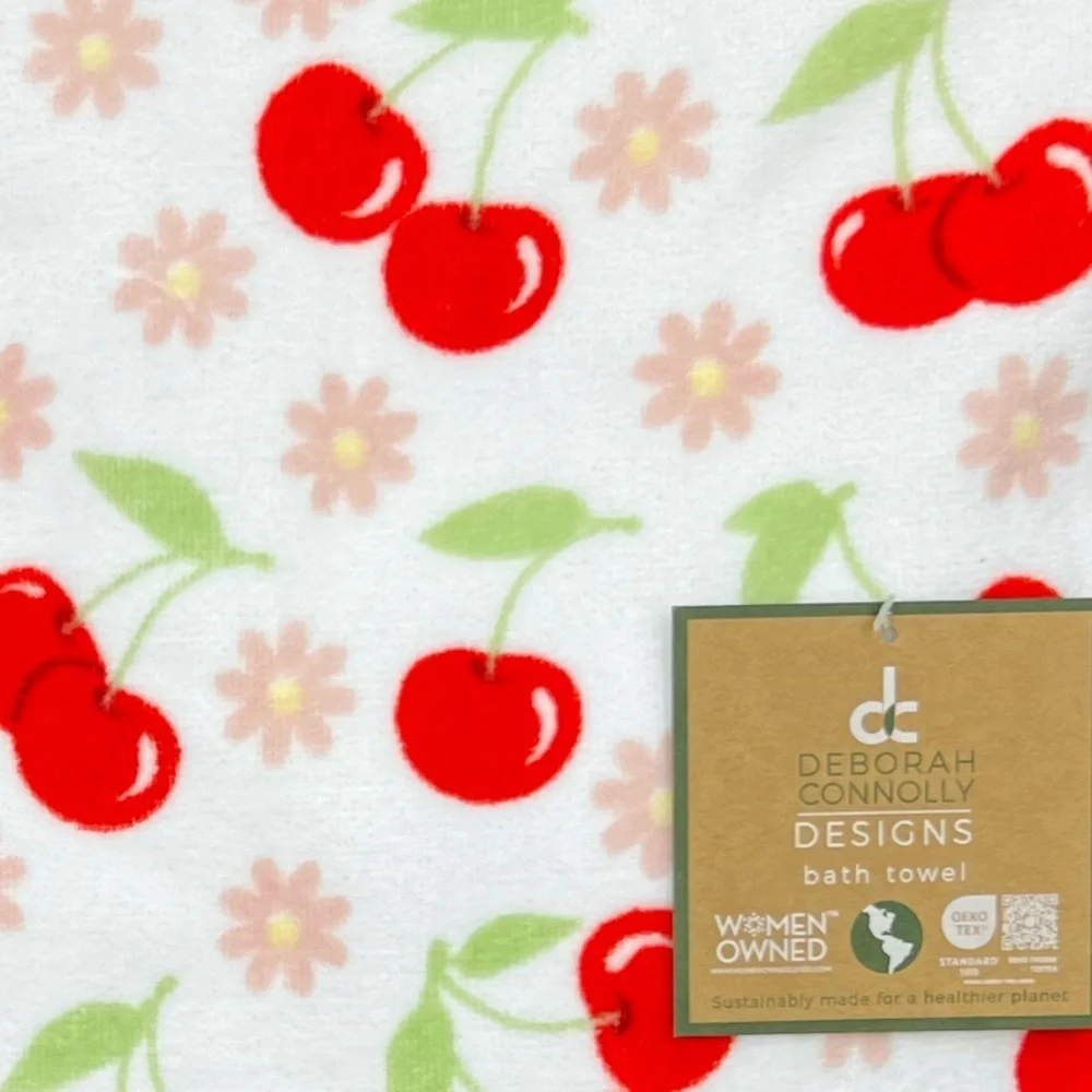 Deborah Connolly - ‘’Cherries’ bath towel set. NWT